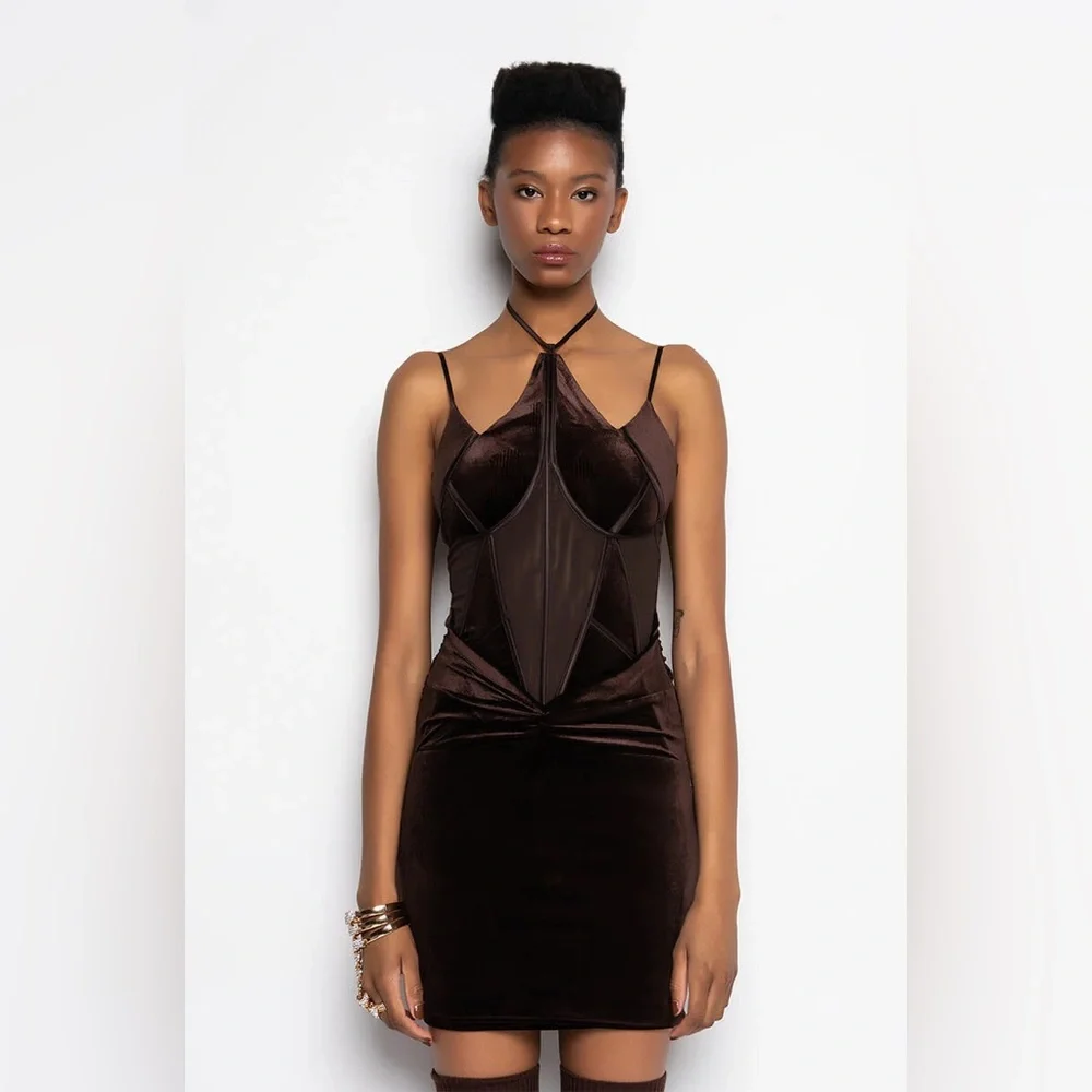 AKIRA Brown Dress Size Small - Picture 1 of 5
